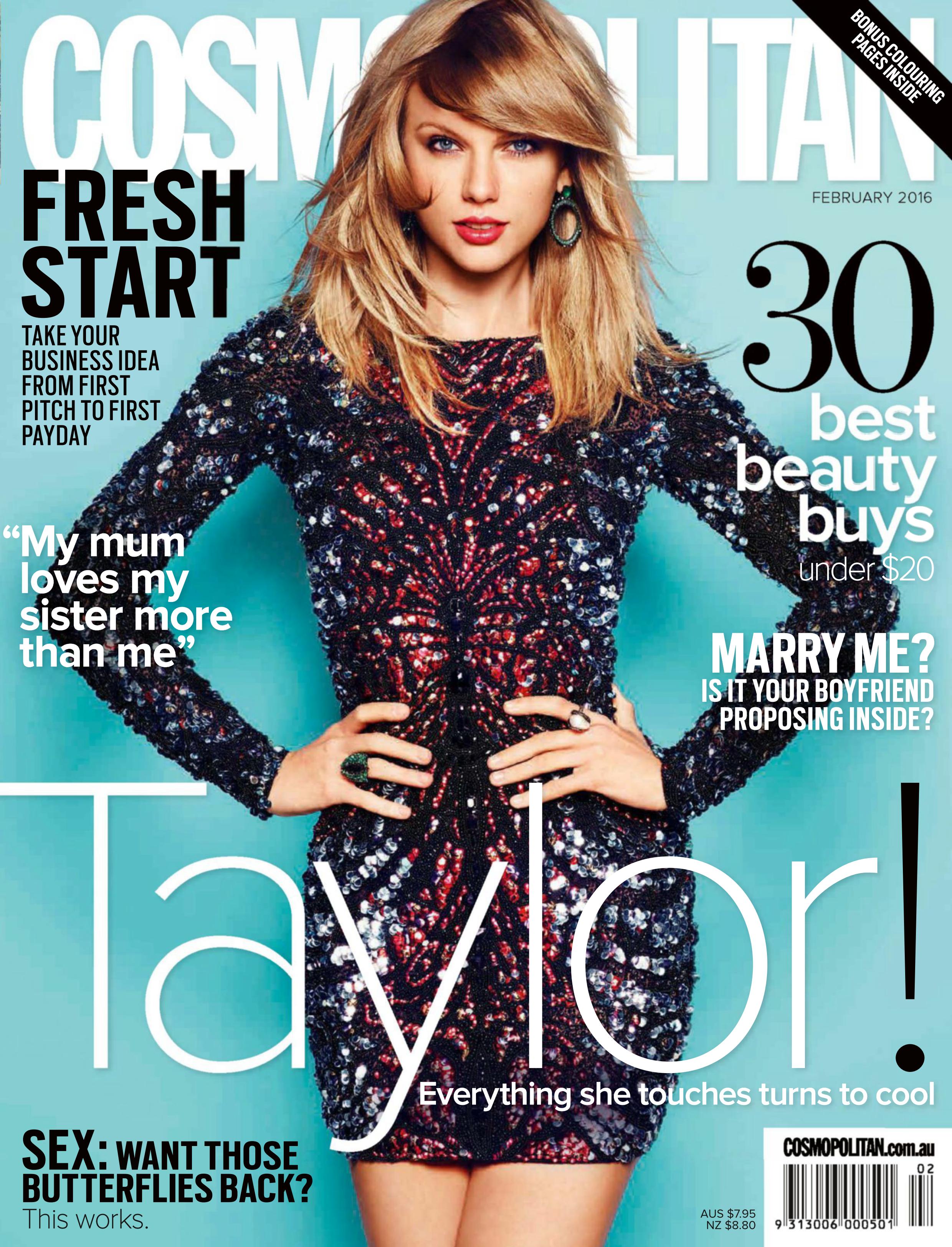 Taylor Featured On The Cover Of The February Edition Of Cosmo Australia